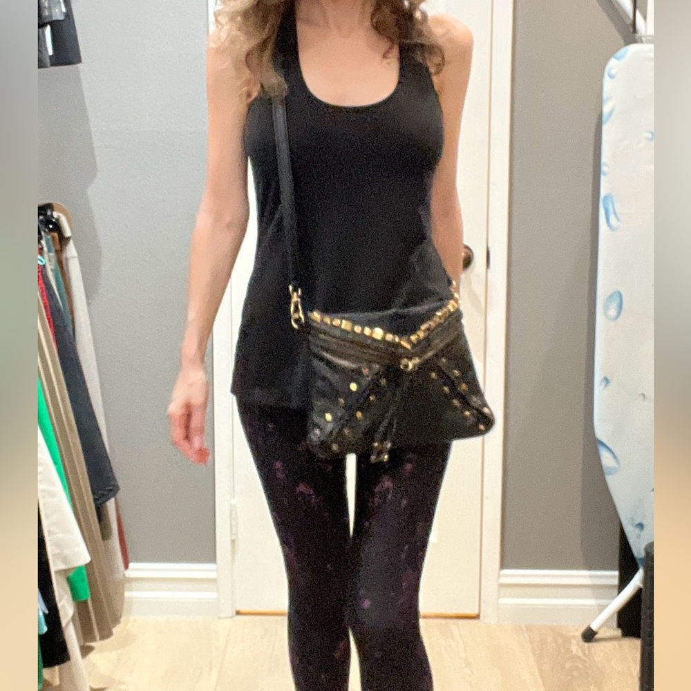 Treesje Black Crossbody Bag with Gold Accents